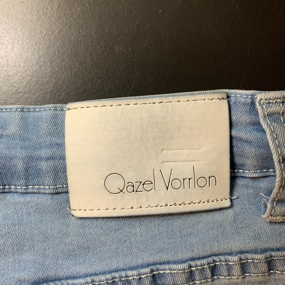 Qazel Vorrlon Men's Blue Skinny Jeans Stretch Washed Slim Fit Pencil Pants - Picture 10 of 13